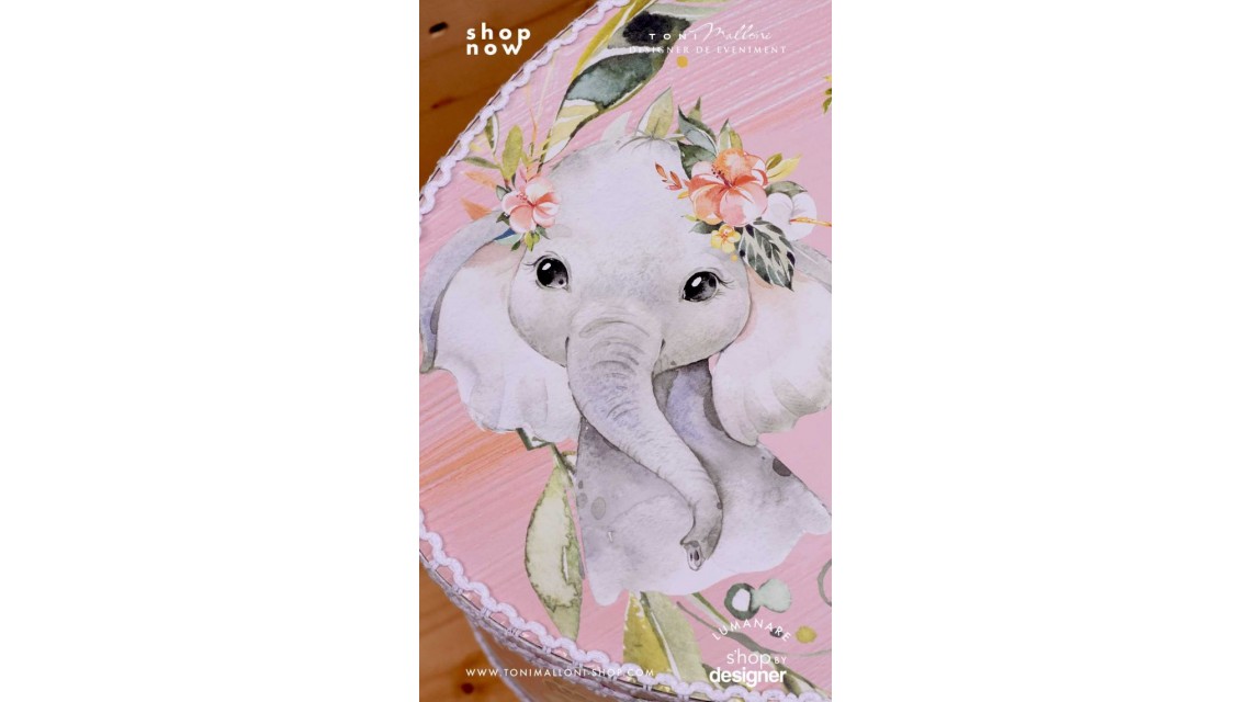 Trusou de botez cu elefantica si flori tropicale Elephant Baby Girl 5